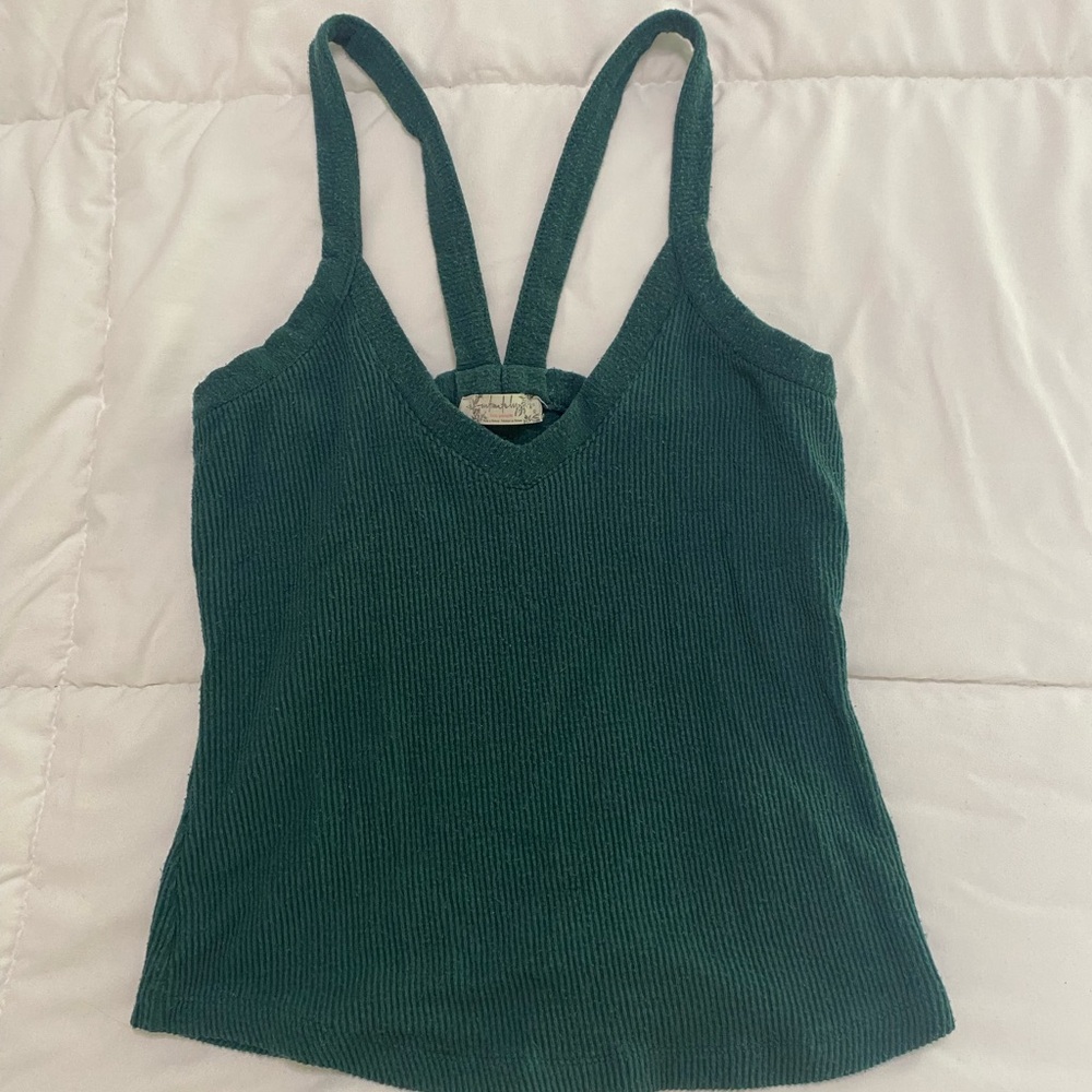Free People Green Ribbed Women's Top